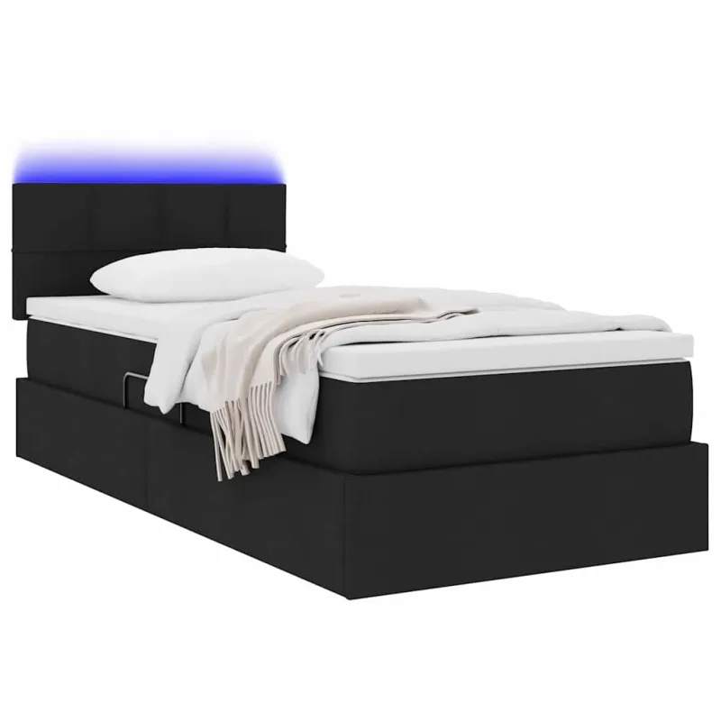 LED saugojimo lova su čiužiniu Juoda 100 x 200 cm Audinys