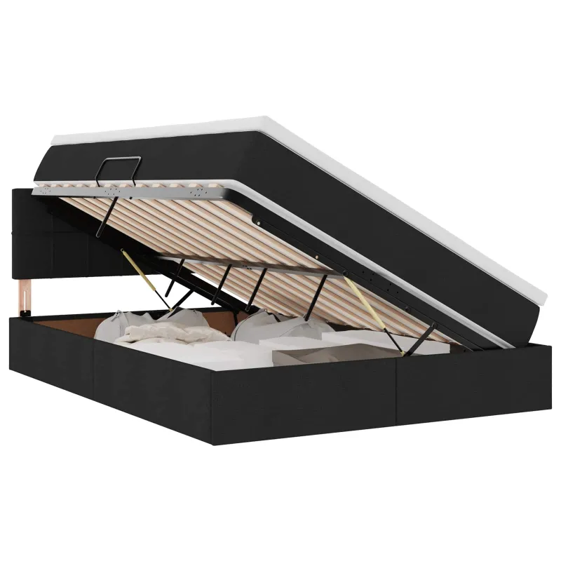 LED saugojimo lova su čiužiniu Juoda 140 x 190 cm Audinys