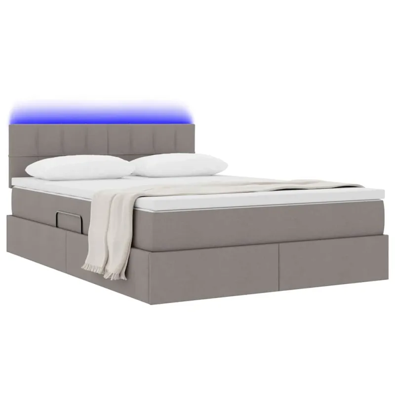 LED saugojimo lova su čiužiniu Taupe 140 x 200 cm Audinys