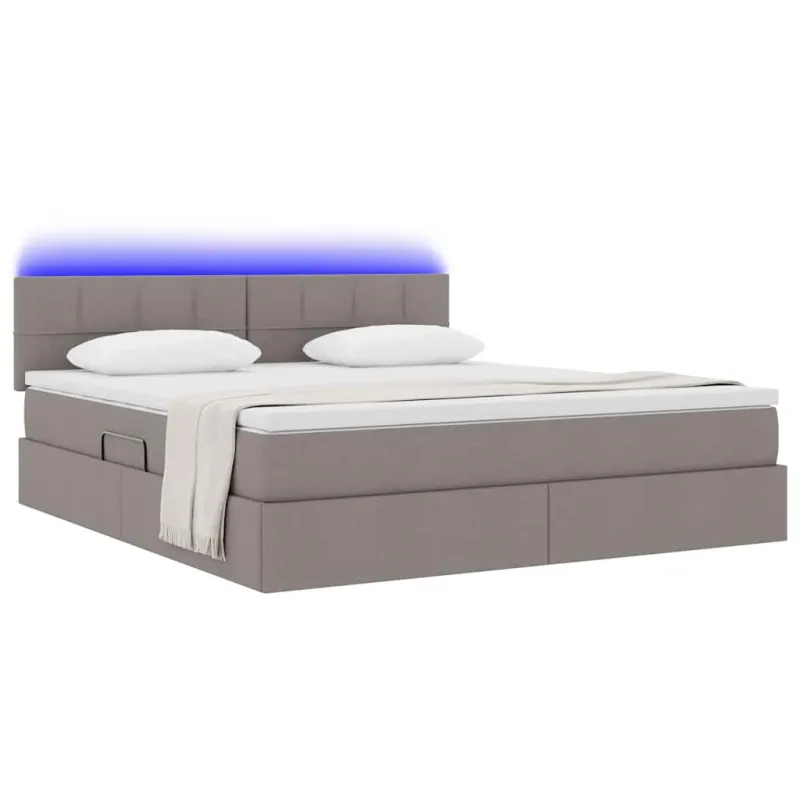 LED saugojimo lova su čiužiniu Taupe 180 x 200 cm Audinys