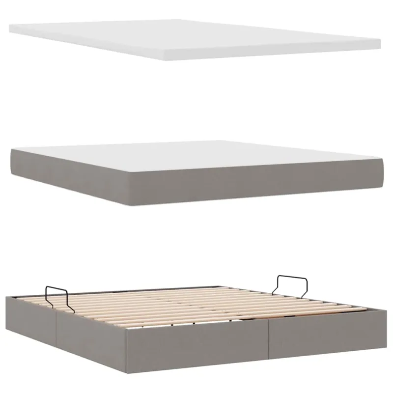 LED saugojimo lova su čiužiniu Taupe 180 x 200 cm Audinys