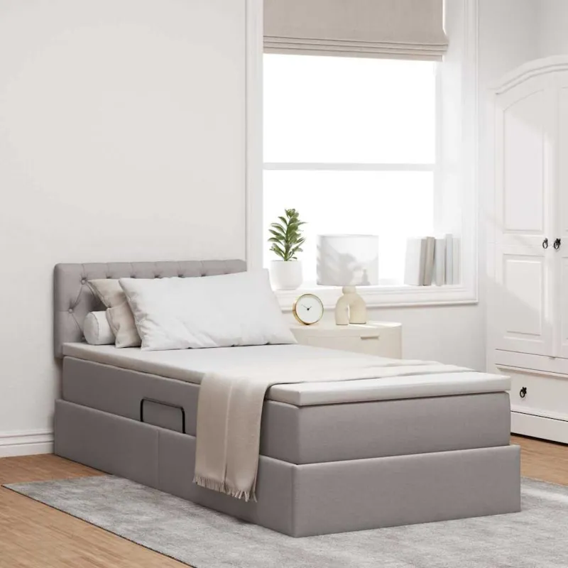 LED saugojimo lova su čiužiniu Taupe 90 x 190 cm Audinys