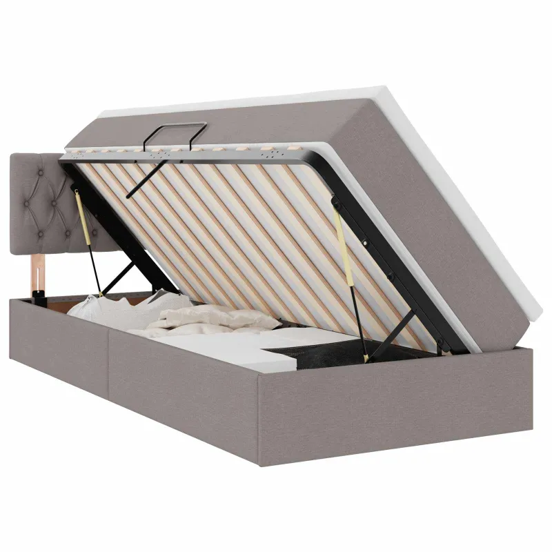 LED saugojimo lova su čiužiniu Taupe 90 x 190 cm Audinys