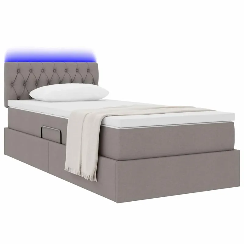 LED saugojimo lova su čiužiniu Taupe 100 x 200 cm Audinys