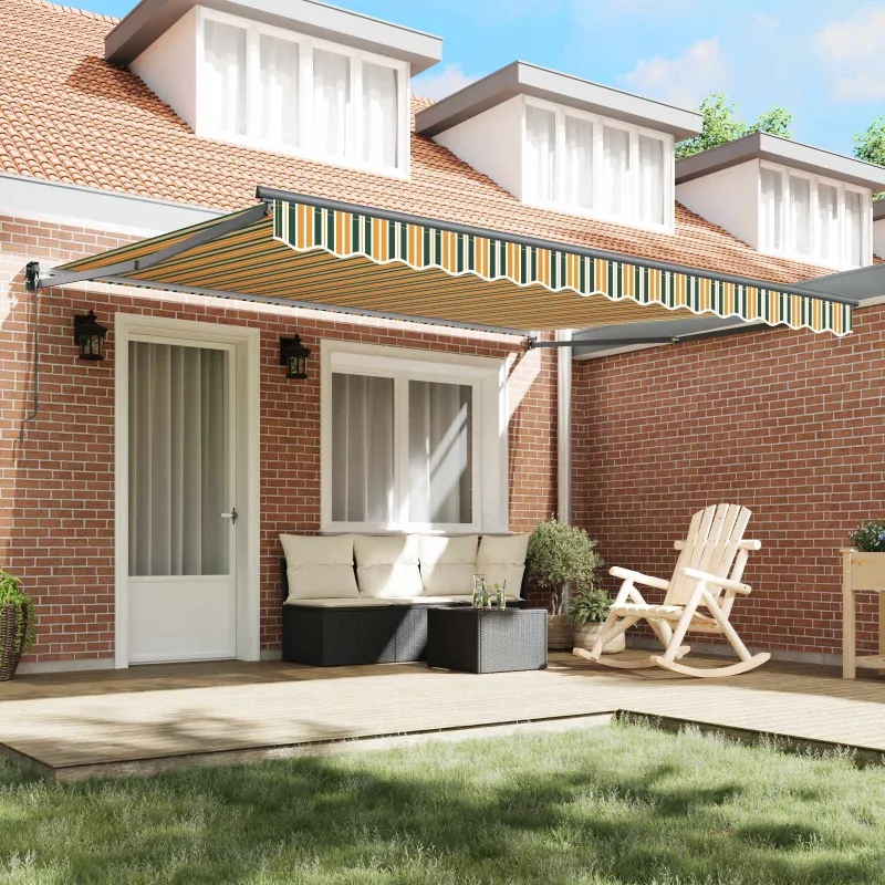 Elektrinė ištraukiama pavėsinė Žalia ir balta 400 × 350 cm