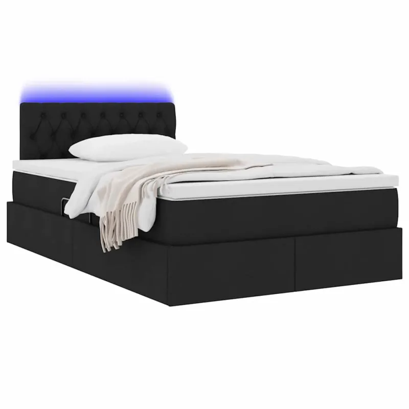 LED saugojimo lova su čiužiniu Juoda 120 x 200 cm Audinys