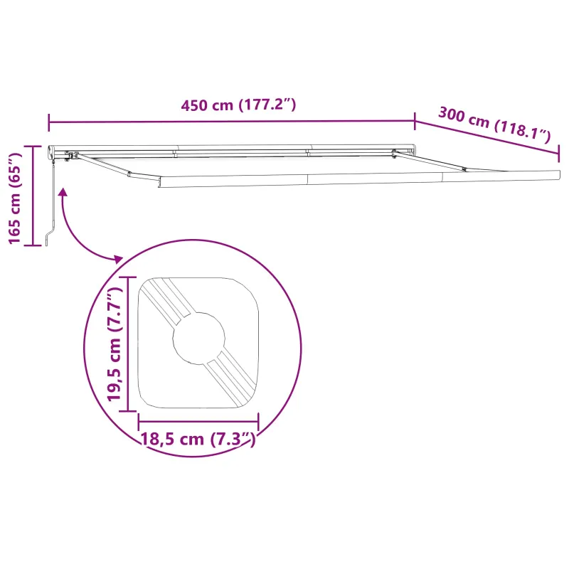 Ištraukiama markizė Raudona ir Juoda 450 × 300 cm