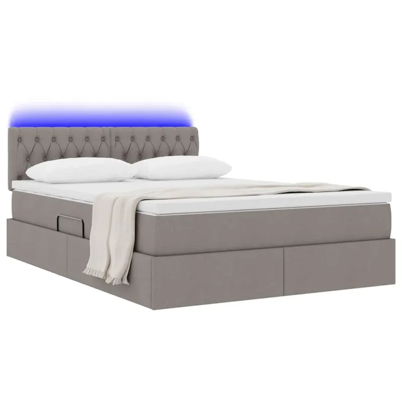 LED saugojimo lova su čiužiniu Taupe 140 x 200 cm Audinys
