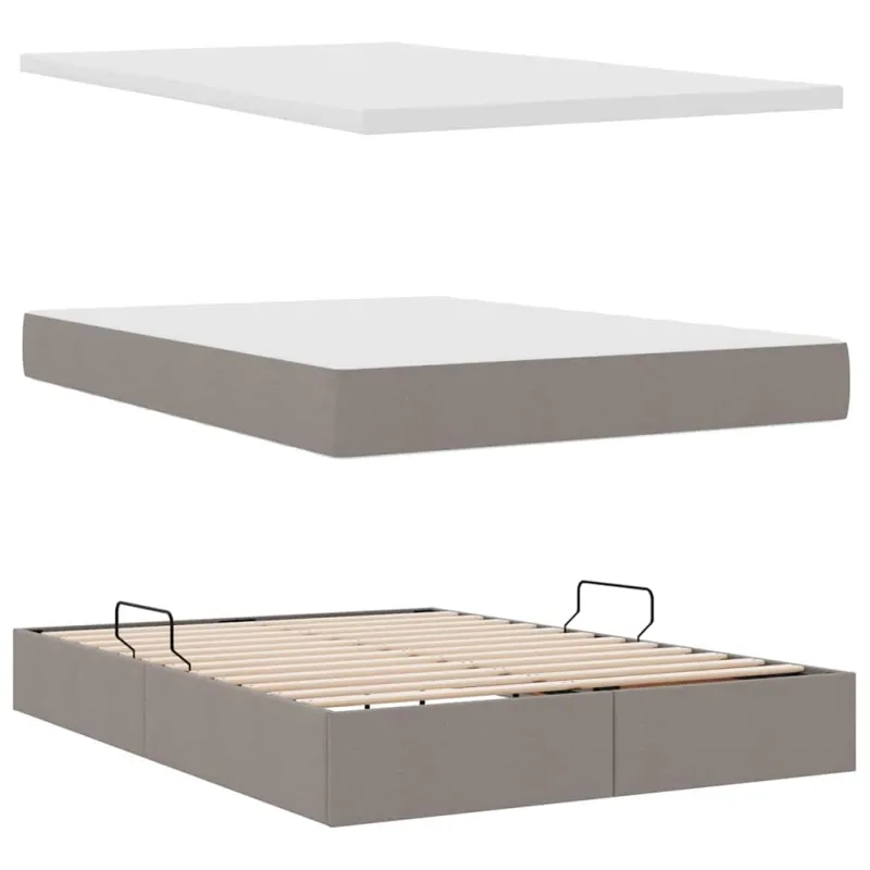 LED saugojimo lova su čiužiniu Taupe 140 x 200 cm Audinys