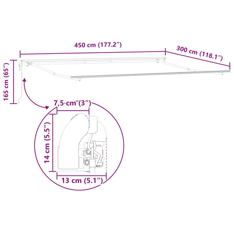 Ištraukiama markizė Raudona ir balta 450 × 300 cm