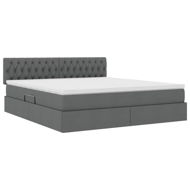 LED saugojimo lova su čiužiniu Tamsiai pilka 180 x 200 cm