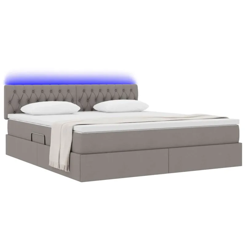LED saugojimo lova su čiužiniu Taupe 180 x 200 cm Audinys