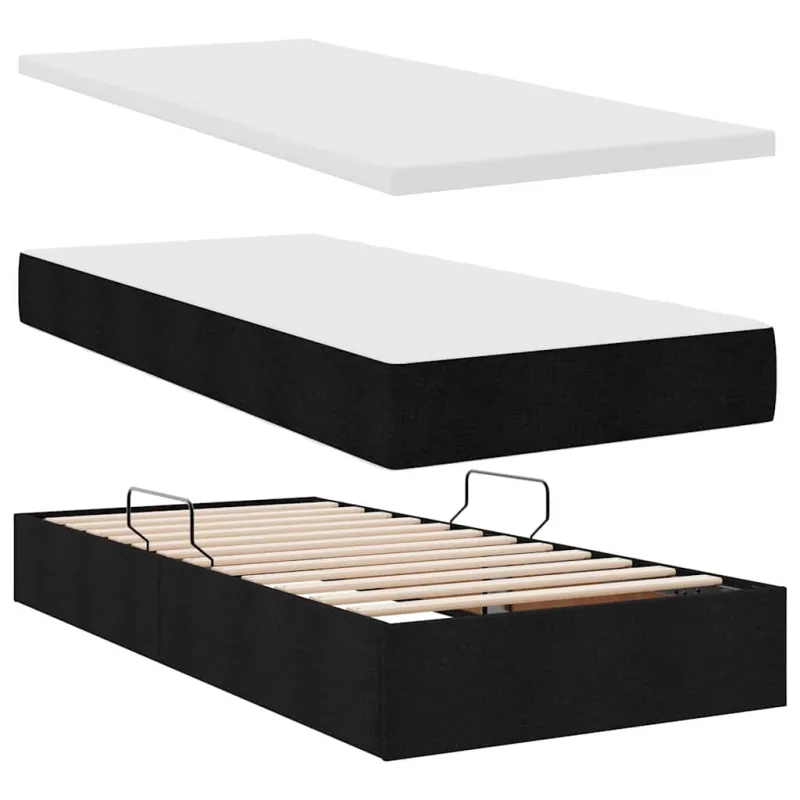 LED saugojimo lova su čiužiniu Juoda 90 x 190 cm Audinys