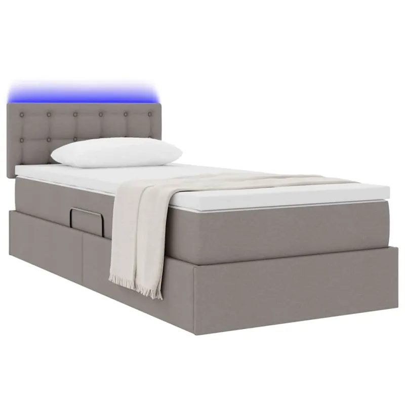 LED saugojimo lova su čiužiniu Taupe 90 x 190 cm Audinys