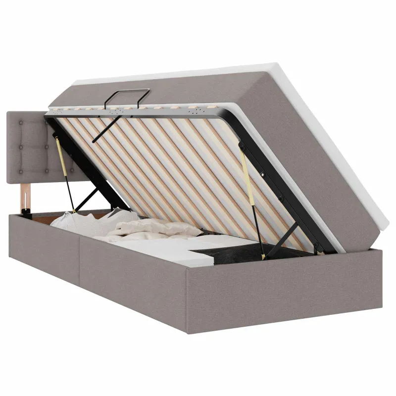 LED saugojimo lova su čiužiniu Taupe 90 x 200 cm Audinys