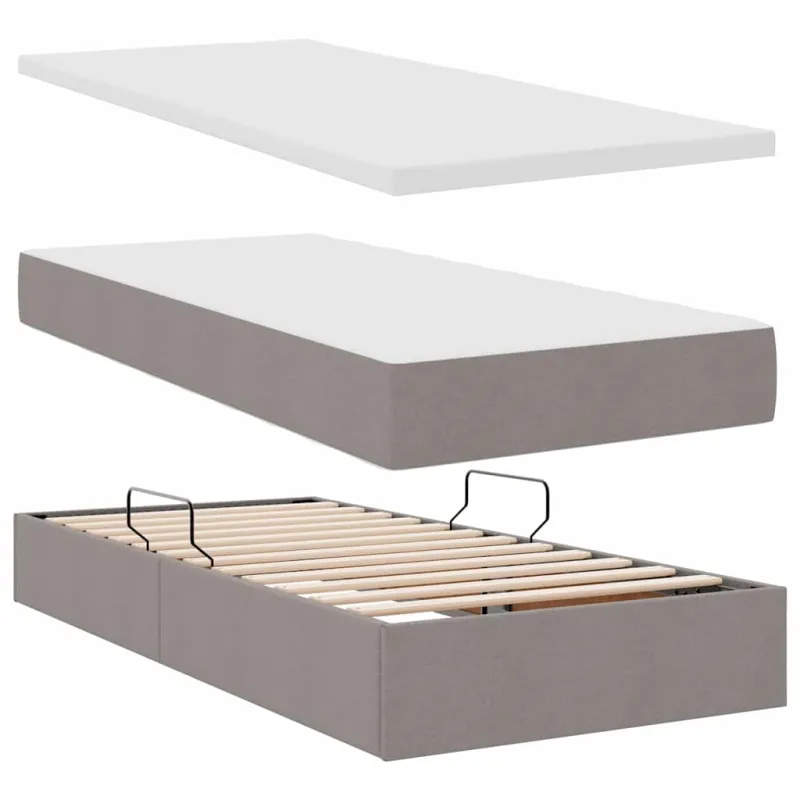 LED saugojimo lova su čiužiniu Taupe 90 x 200 cm Audinys