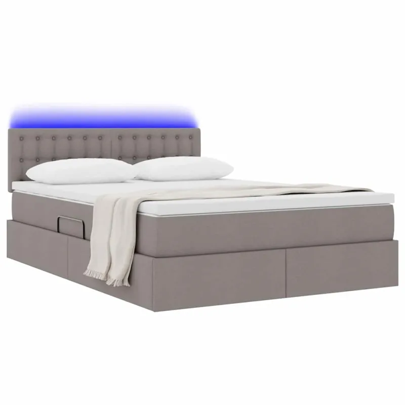 LED saugojimo lova su čiužiniu Taupe 140 x 200 cm Audinys