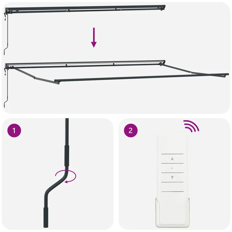 Markizės rėmas Antracito ir baltos 500 × 300 cm