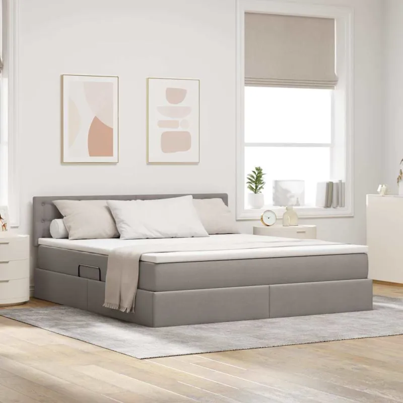 LED saugojimo lova su čiužiniu Taupe 180 x 200 cm Audinys