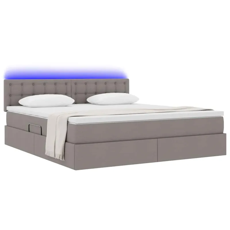 LED saugojimo lova su čiužiniu Taupe 180 x 200 cm Audinys