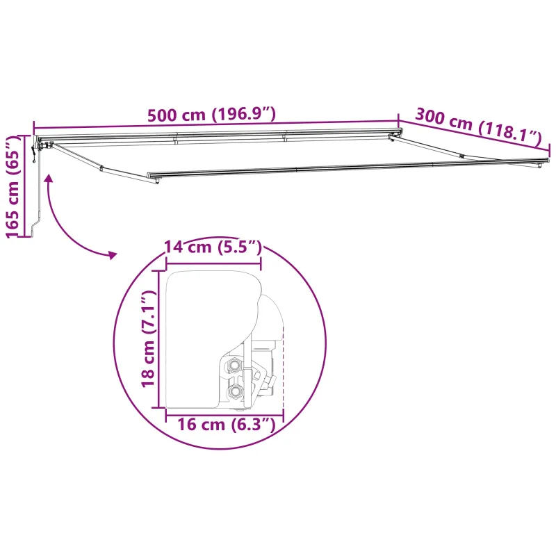 Markizės rėmas Raudona ir balta 500 × 300 cm