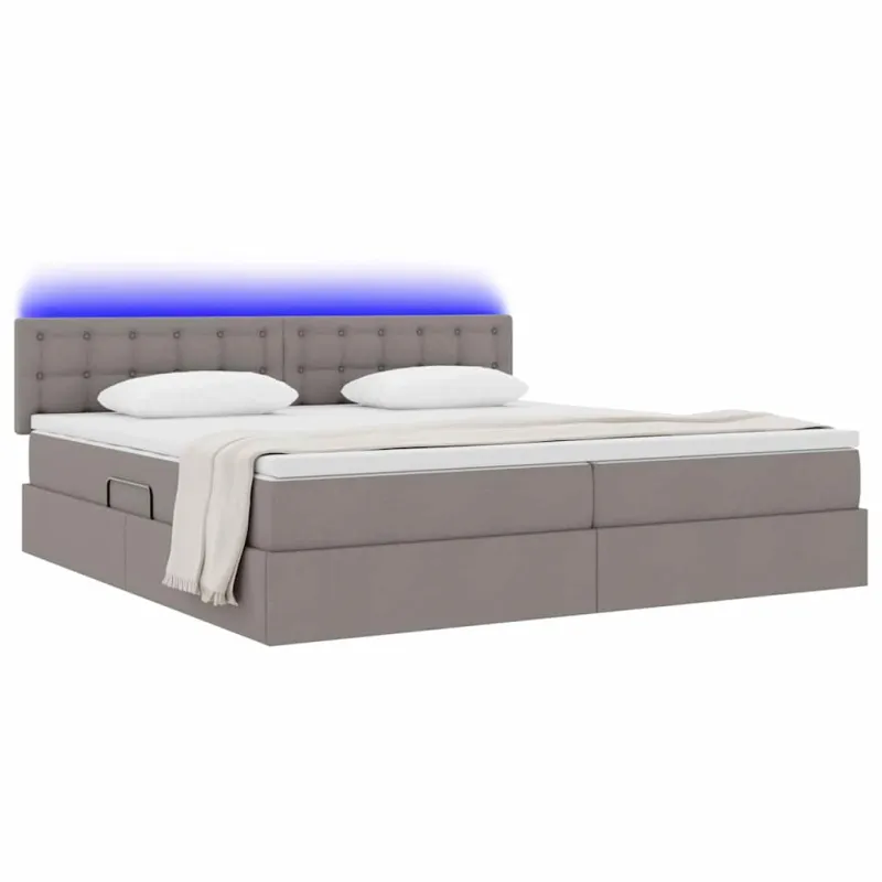 LED saugojimo lova su čiužiniu Taupe 200 x 200 cm Audinys