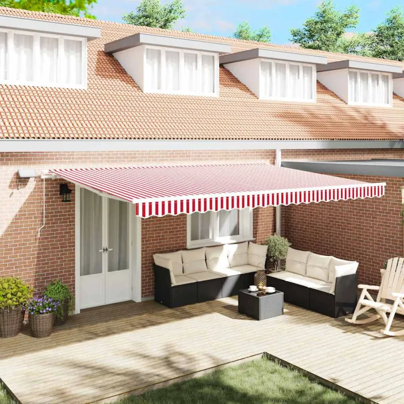 Ištraukiama markizė Raudona ir balta 500 × 350 cm