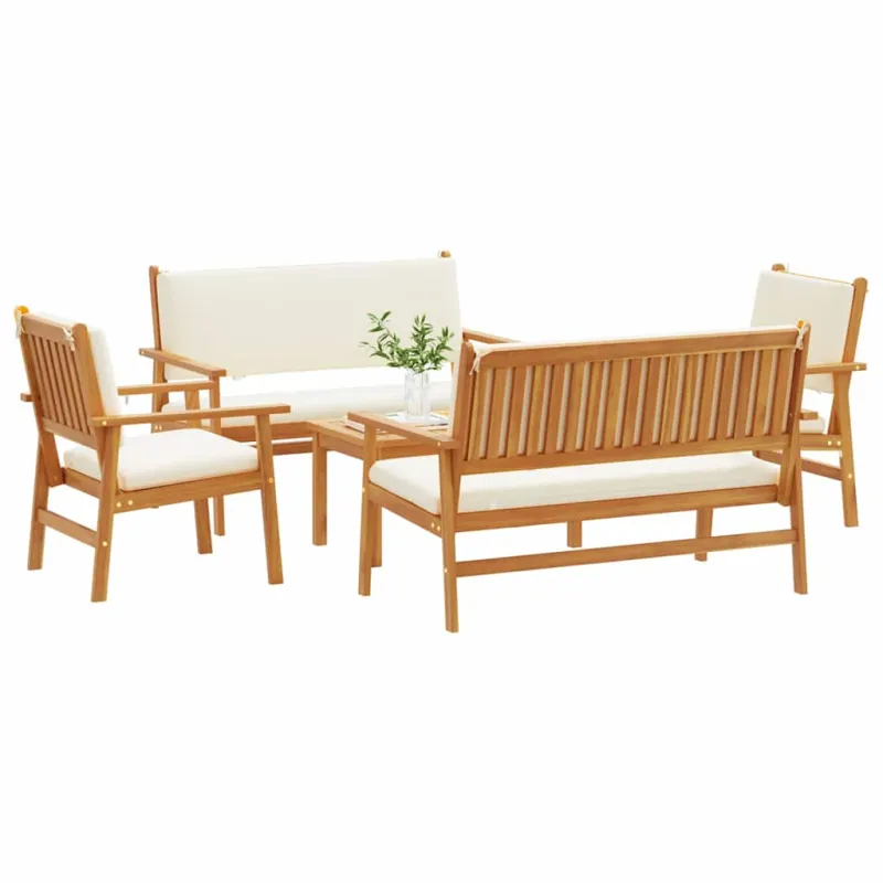 Sodo Sofų Rinkinys 5 pcs Ruda Kietos akacijos mediena