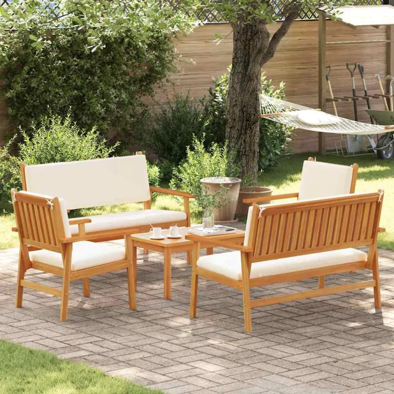 Sodo Sofų Rinkinys 5 pcs Ruda Kietos akacijos mediena