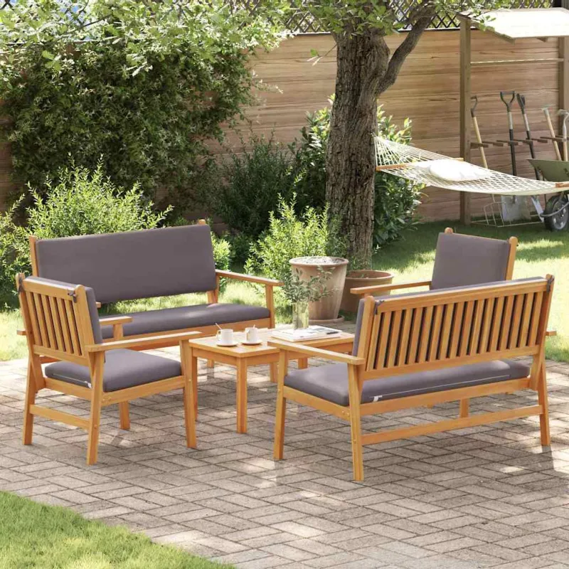 Sodo Sofų Rinkinys 5 pcs Ruda Kietos akacijos mediena