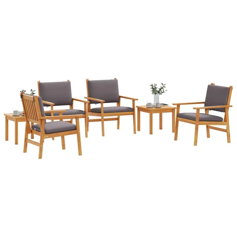 Sodo Sofų Rinkinys 6 pcs Ruda Kietos akacijos mediena