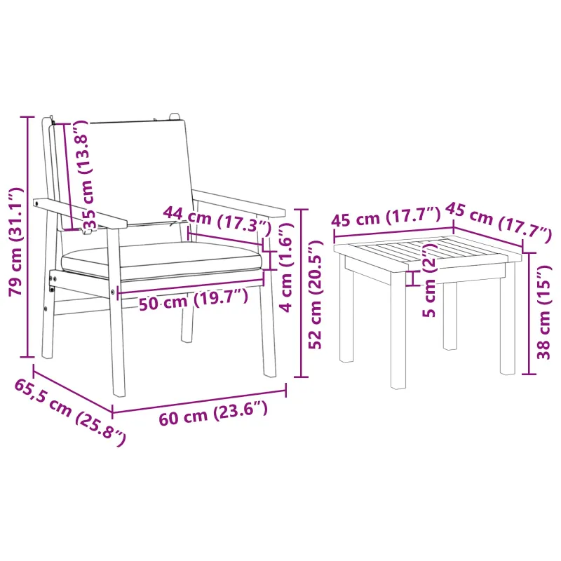 Sodo Sofų Rinkinys 6 pcs Ruda Kietos akacijos mediena