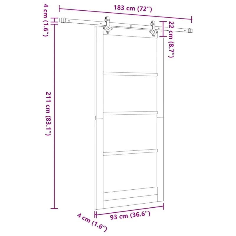 Slankios durys ORKDAL Natūrali ir juoda 93 x 211 cm