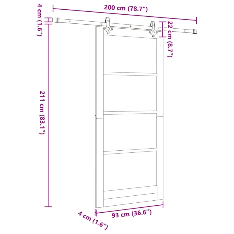 Slankios durys ORKDAL Natūrali ir juoda 93 x 211 cm