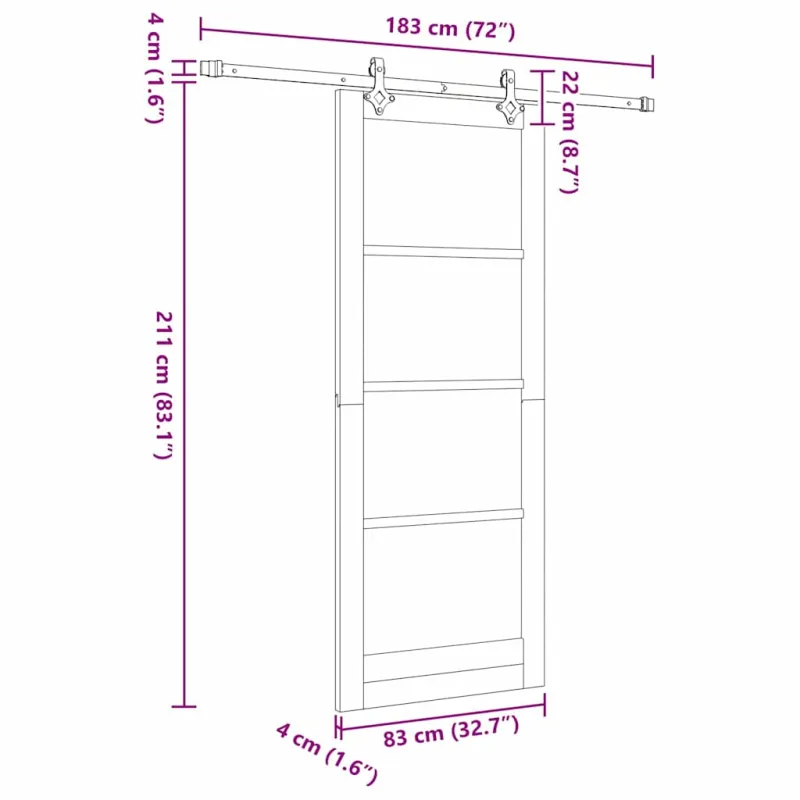 Slankios durys Balta 83 x 211 cm