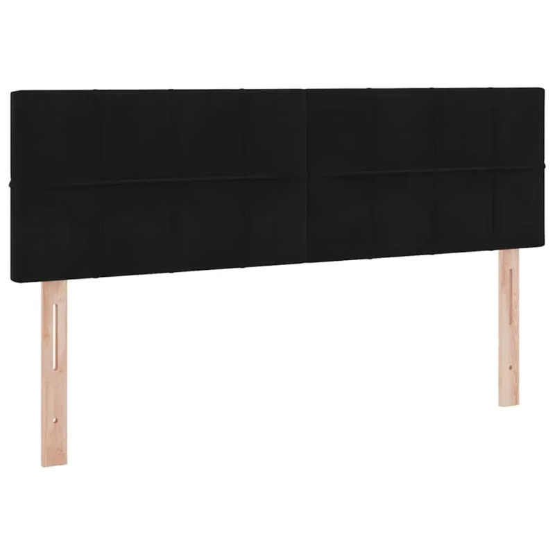 LED saugojimo lova su čiužiniu Juoda 140 x 190 cm Aksomas