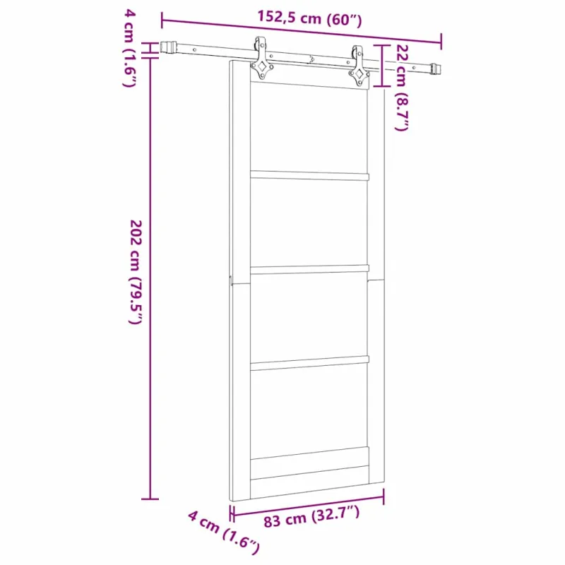Slankios durys Balta 83 x 202 cm