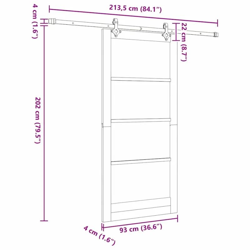Slankios durys Balta 93 x 202 cm