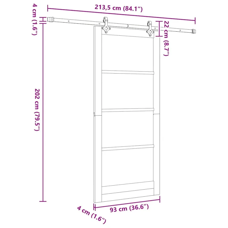 Slankios durys Balta 93 x 211 cm