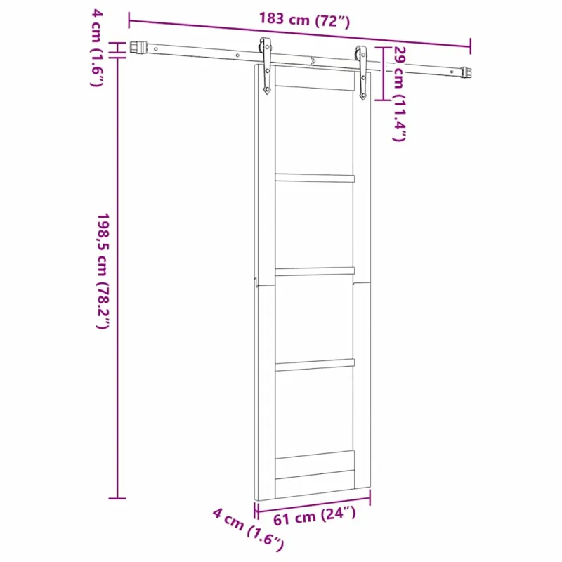 Slankios durys Balta 61 x 198,5 cm