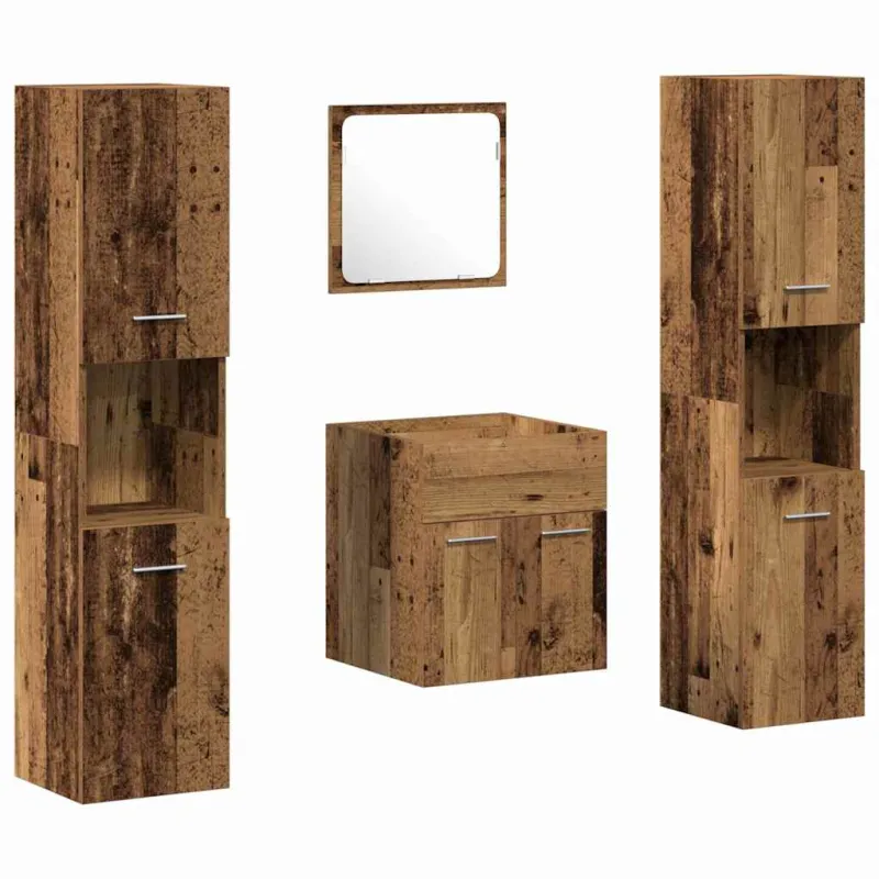 Vonios baldų rinkinys 4 pcs Senovinis medis Apdirbta mediena