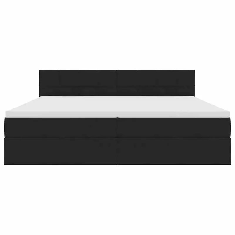 LED saugojimo lova su čiužiniu Juoda 200 x 200 cm Aksomas