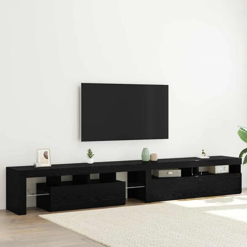 Televizoriaus spintelė 3 pcs Juodas ąžuolas 260 x 37 x 40 cm