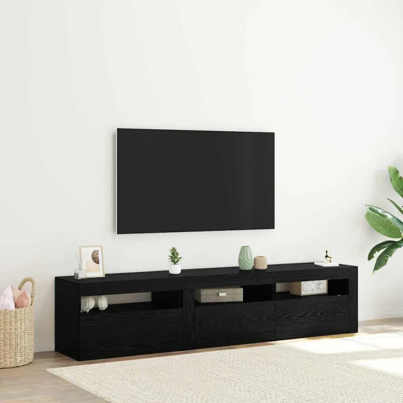 Televizoriaus spintelė 2 pcs Juodas ąžuolas 180 x 35 x 40 cm