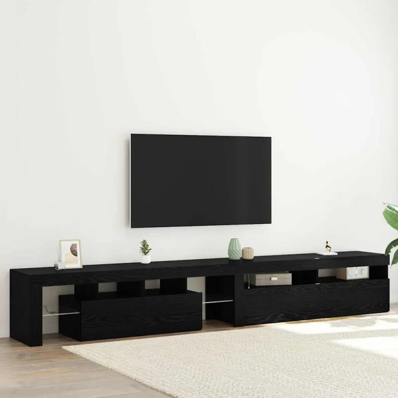 Televizoriaus spintelė 2 pcs Juodas ąžuolas 260 x 37 x 40 cm