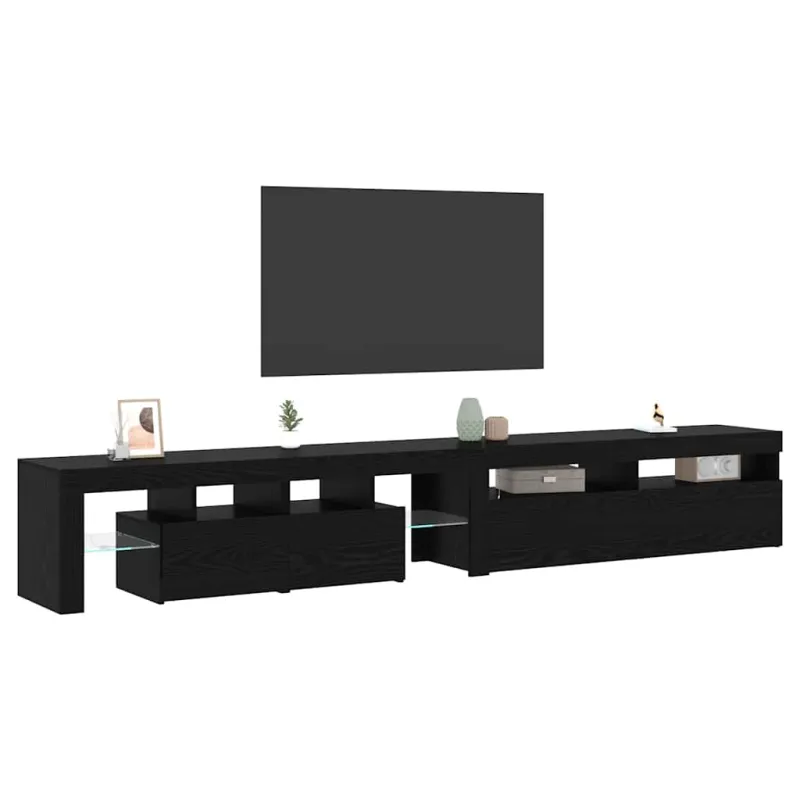 Televizoriaus spintelė 2 pcs Juodas ąžuolas 260 x 37 x 40 cm