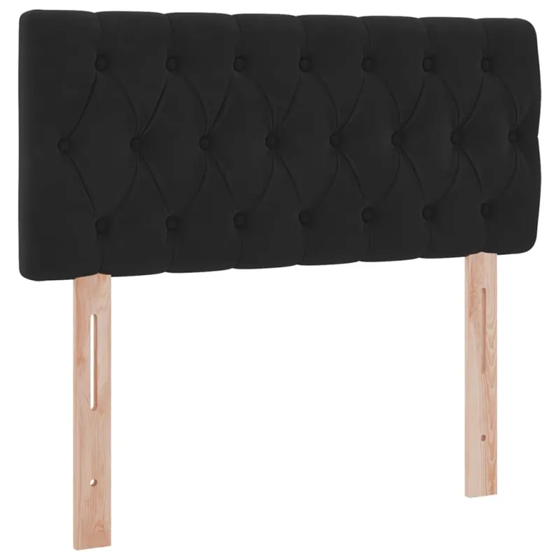 LED saugojimo lova su čiužiniu Juoda 90 x 190 cm Aksomas