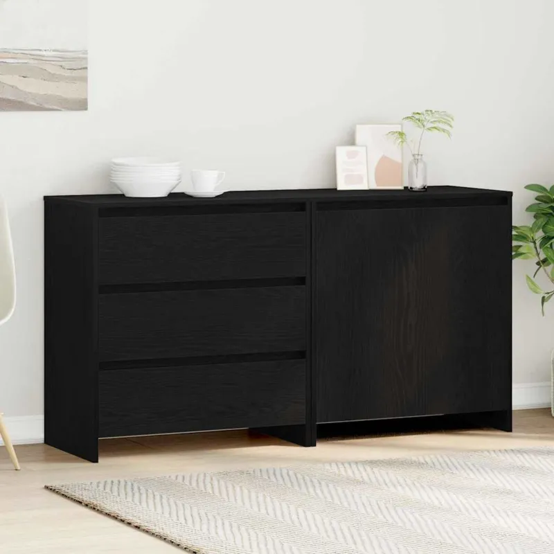 Kabalas su stalčių 2 pcs Juoda 70 x 41 x 75 cm Apdirbta mediena