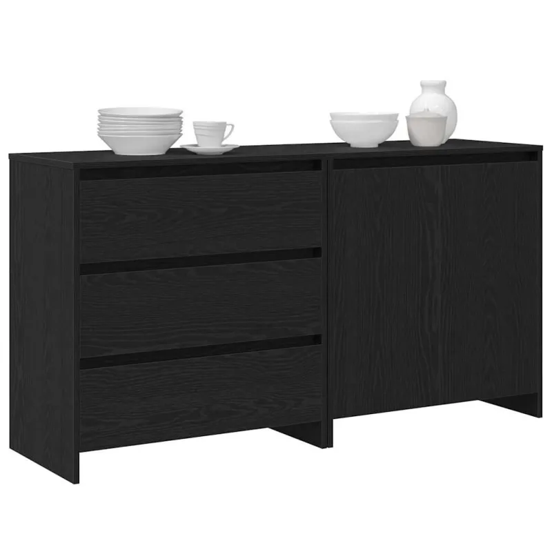 Kabalas su stalčių 2 pcs Juoda 70 x 41 x 75 cm Apdirbta mediena