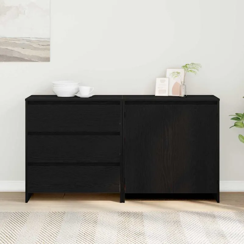 Kabalas su stalčių 2 pcs Juoda 70 x 41 x 75 cm Apdirbta mediena